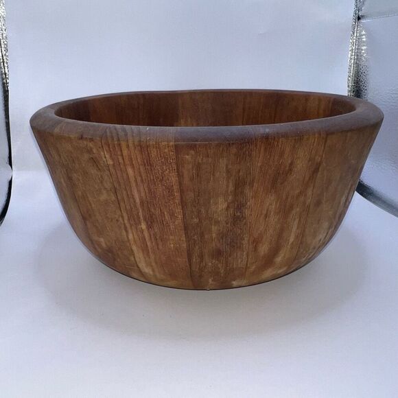 DANSK International MCM Wood DENMARK Staved Teak Chunky Round Large Bowl Salads - Picture 5 of 7